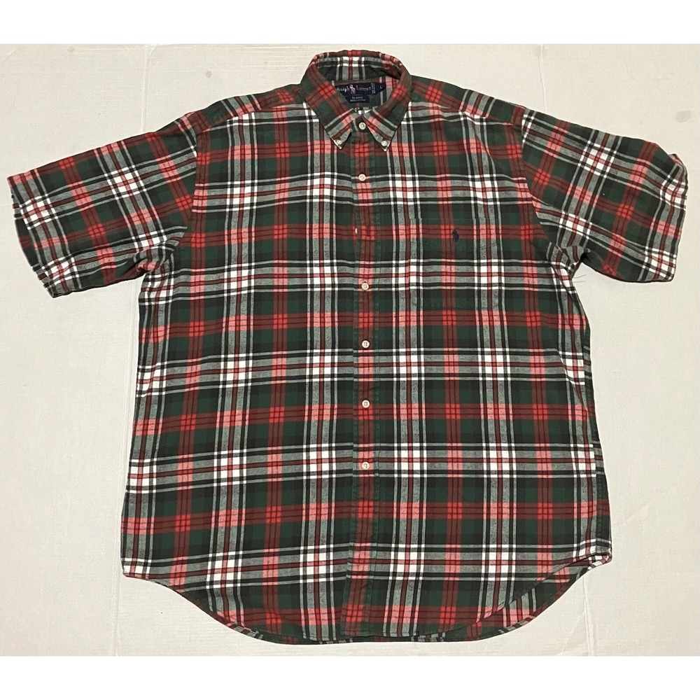 Ralph Lauren Blaire Multicolor Short Sleeve Button Up Cotton Shirt‎ Size Large